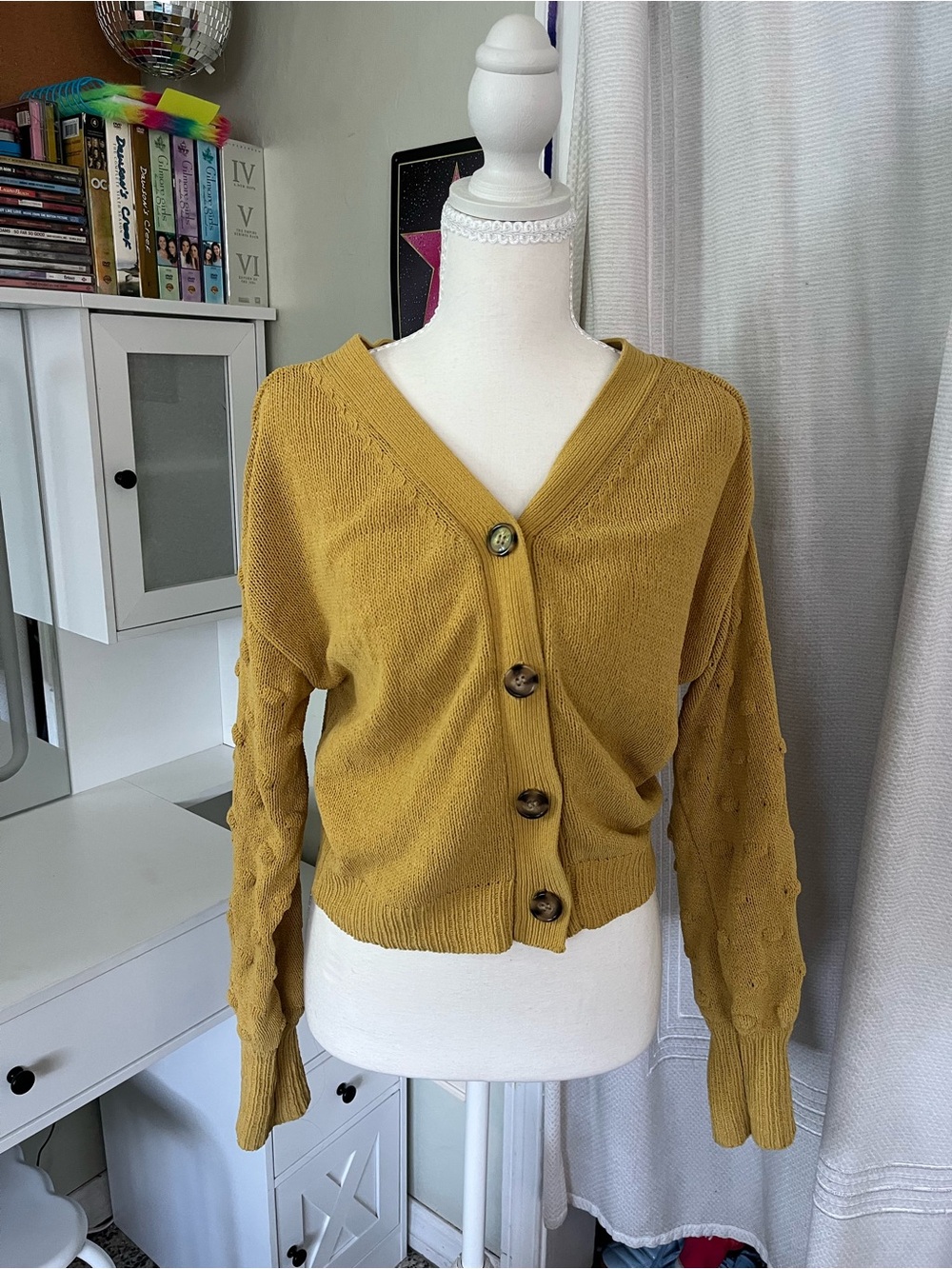 Moon & Madison Mustard Button Up Cardigan Top